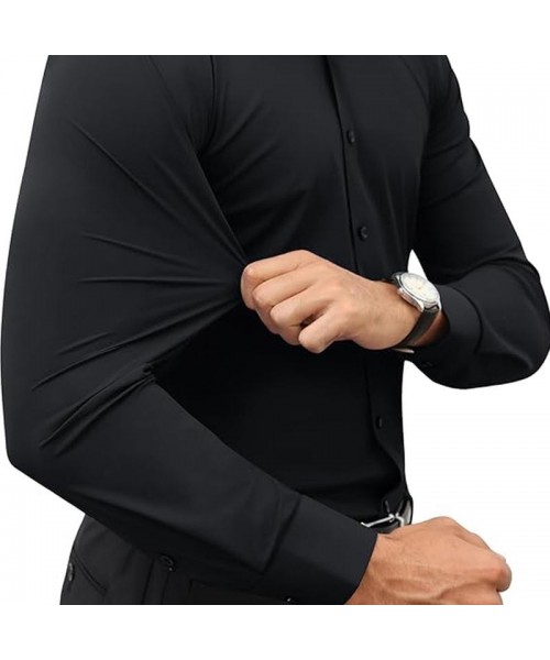 Men's super stretchy dress shirt quick-drying breathable anti-wrinkle muscle slim long-sleeved business sports casual shirt Slim-fitting Casual Casual Black Menswear Top Underwear Beige Plain Long Sleeve Collar Longsleeves Collared Wetsuit Men's super stretchy dress shirt quick-drying breathable anti-wrinkle muscle slim long-sleeved business sports casual shirt Slim-fitting Casual Casual Black Menswear Top Underwear Beige Plain Long Sleeve Collar Longsleeves Collared Wetsuit