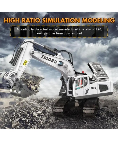 Excavator Toy (1 Set), Construction Excavator Toy, Fun Toy Engineering Truck, Remote Control Construction Vehicle, Alloy Engineering Car Toy, Realistic Excavator Toy, Alloy Truck Engineering Car Toy, Enhances Fine Motor Skills, Summer Gift