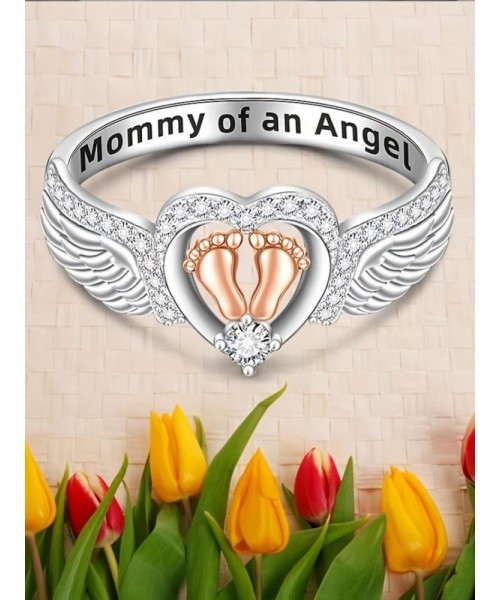 925 Sterling Silver Angel Wing Design Ring, Heart & Footprint Decorative Ring for Women, Fashion Jewelry Accessories for Daily Wear, Trendy All-match & Exquisite Jewelry for Birthday Gift 925 Sterling Silver Angel Wing Design Ring, Heart & Footprint Decorative Ring for Women, Fashion Jewelry Accessories for Daily Wear, Trendy All-match & Exquisite Jewelry for Birthday Gift