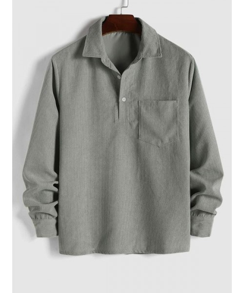 Men's Plain Pocket Button Half Placket Corduroy Shirt for Spring, Shirts for Men, Regular Fit Streetwear Long Sleeve Collared Top for Fall Winter, Fall Clothes, Men Clothes, Fall Outfits, Fallfreshness Men's Plain Pocket Button Half Placket Corduroy Shirt for Spring, Shirts for Men, Regular Fit Streetwear Long Sleeve Collared Top for Fall Winter, Fall Clothes, Men Clothes, Fall Outfits, Fallfreshness