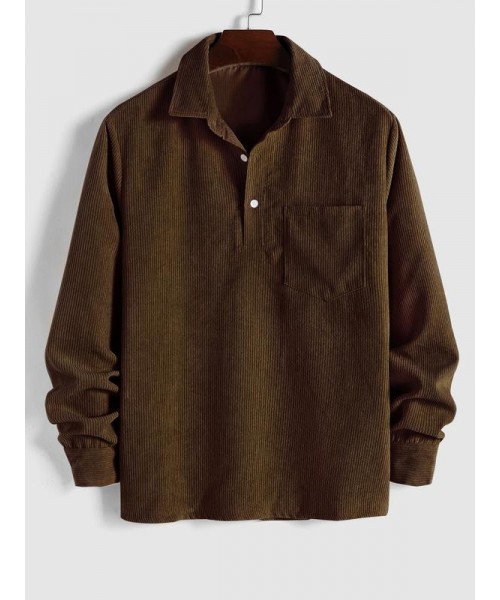 Men's Plain Pocket Button Half Placket Corduroy Shirt for Spring, Shirts for Men, Regular Fit Streetwear Long Sleeve Collared Top for Fall Winter, Fall Clothes, Men Clothes, Fall Outfits, Fallfreshness Men's Plain Pocket Button Half Placket Corduroy Shirt for Spring, Shirts for Men, Regular Fit Streetwear Long Sleeve Collared Top for Fall Winter, Fall Clothes, Men Clothes, Fall Outfits, Fallfreshness