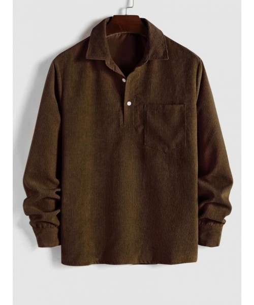 Men's Plain Pocket Button Half Placket Corduroy Shirt for Spring, Shirts for Men, Regular Fit Streetwear Long Sleeve Collared Top for Fall Winter, Fall Clothes, Men Clothes, Fall Outfits, Fallfreshness Men's Plain Pocket Button Half Placket Corduroy Shirt for Spring, Shirts for Men, Regular Fit Streetwear Long Sleeve Collared Top for Fall Winter, Fall Clothes, Men Clothes, Fall Outfits, Fallfreshness