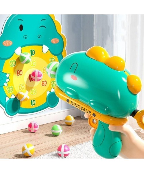 Dinosaur Dart Board Toys Set, 1 Set Dart Board Including 1 Count Board & 12pcs Random Color Sticky Balls & 1 Count Dinosaur Design Launcher, Indoor & Outdoor Party Play Game Toy