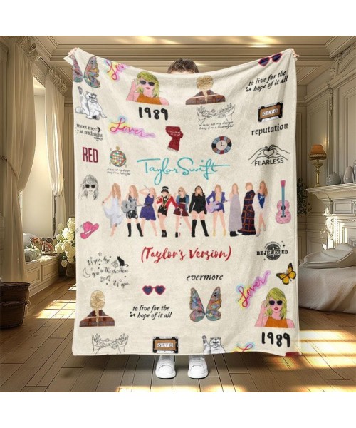 Letter & Girls Pattern Flannel Blanket, Soft Warm Throw Blanket, Air-conditioned Room Blanket, Nap Blanket for Home Office Travel