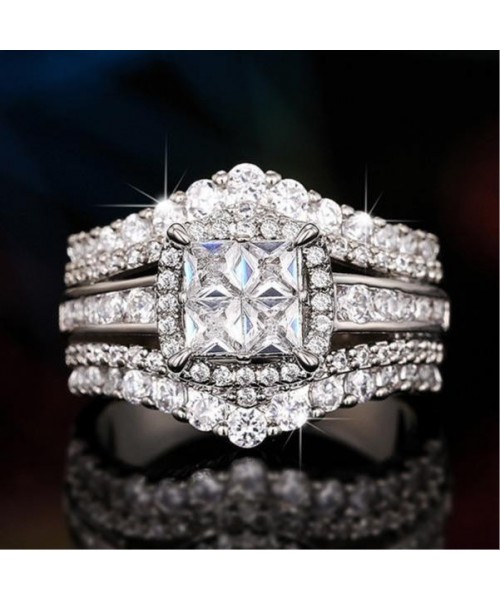 Square Five-in-One Ring for Women, S925 Silver Micro Pave CZ Stones Halo Design - Perfect Gift for Girlfriend or Wife