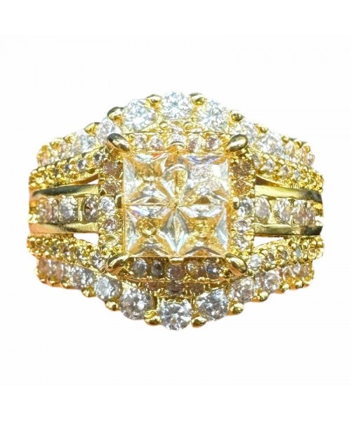 Square Five-in-One Ring for Women, S925 Silver Micro Pave CZ Stones Halo Design - Perfect Gift for Girlfriend or Wife Square Five-in-One Ring for Women, S925 Silver Micro Pave CZ Stones Halo Design - Perfect Gift for Girlfriend or Wife