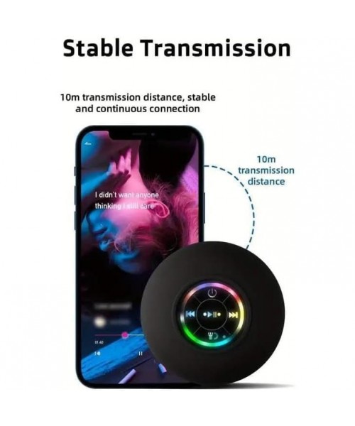 Mini Bluetooth Shower Speaker with LED light, Portable IPX4 Waterproof, Hands-Free Speakerphone. Rechargeable Using Micro USB, Wireless Stereo for Beach, Shower & Home Mini Bluetooth Shower Speaker with LED light, Portable IPX4 Waterproof, Hands-Free Speakerphone. Rechargeable Using Micro USB, Wireless Stereo for Beach, Shower & Home