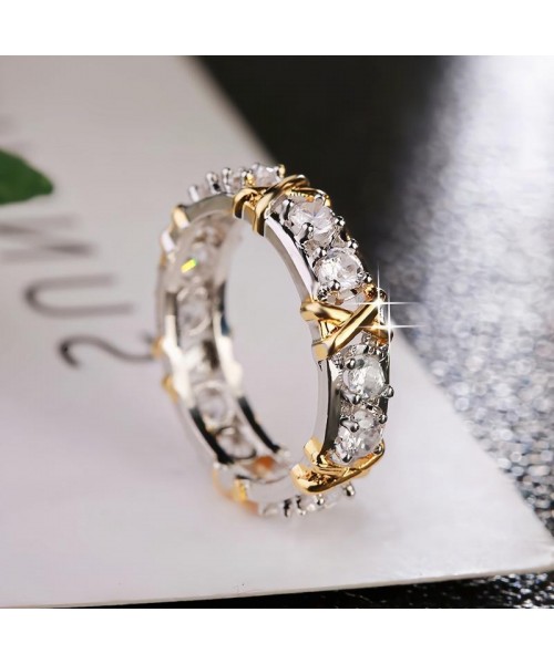 3 Colors Moissanite Synthetic Ring Eternity Band X Cross Colorful Ring 18K Gold Plated Hypoallergenic D Color VVS1 Clarity Environmental for Men Women Birthday Gift Hiphop Engagement Christmas Wedding Synthetic Environmental R026 A0 XB T0