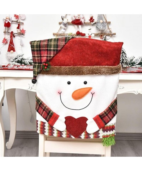 Christmas Themed Chair Cover, 1 Count Cute Snowman/Elk Design Chair Slipcover, Festive Decoration for Home Living Room Bedroom Dining Room Christmas Themed Chair Cover, 1 Count Cute Snowman/Elk Design Chair Slipcover, Festive Decoration for Home Living Room Bedroom Dining Room