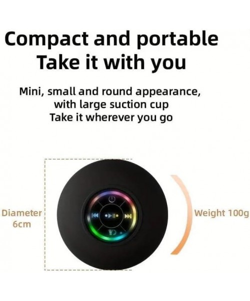 Mini Bluetooth Shower Speaker with LED light, Portable IPX4 Waterproof, Hands-Free Speakerphone. Rechargeable Using Micro USB, Wireless Stereo for Beach, Shower & Home Mini Bluetooth Shower Speaker with LED light, Portable IPX4 Waterproof, Hands-Free Speakerphone. Rechargeable Using Micro USB, Wireless Stereo for Beach, Shower & Home