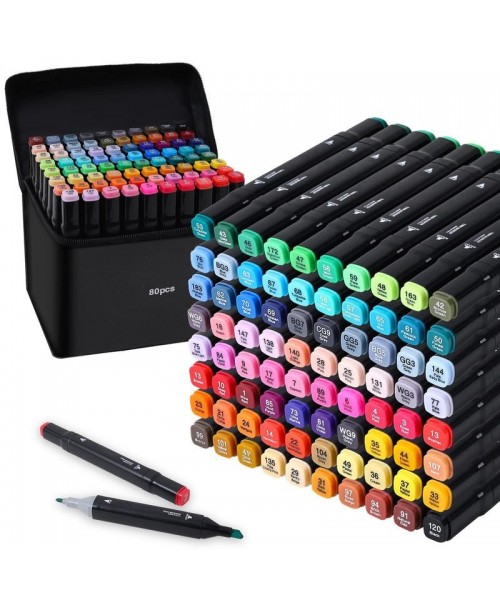 Alcohol Markers,80/120/168 Dual Tip Blender Art Markers for Coloring,Illustrations and Sketching,Alcohol Based Markers with Carrying Case Alcohol Markers,80/120/168 Dual Tip Blender Art Markers for Coloring,Illustrations and Sketching,Alcohol Based Markers with Carrying Case