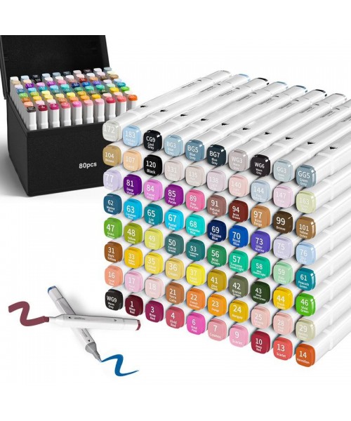 Alcohol Markers,80/120/168 Dual Tip Blender Art Markers for Coloring,Illustrations and Sketching,Alcohol Based Markers with Carrying Case Alcohol Markers,80/120/168 Dual Tip Blender Art Markers for Coloring,Illustrations and Sketching,Alcohol Based Markers with Carrying Case