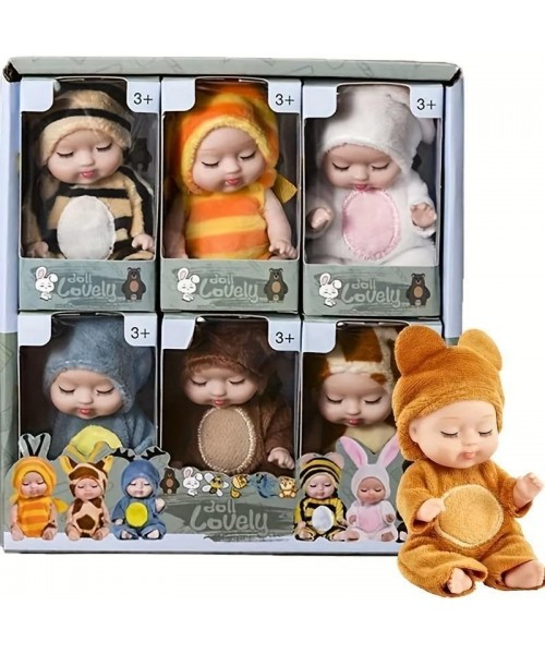 6pcs/set Mini Animal & Insect Shaped Cute Reborn Doll, Sleepy Doll, Children's Toy Gift Box