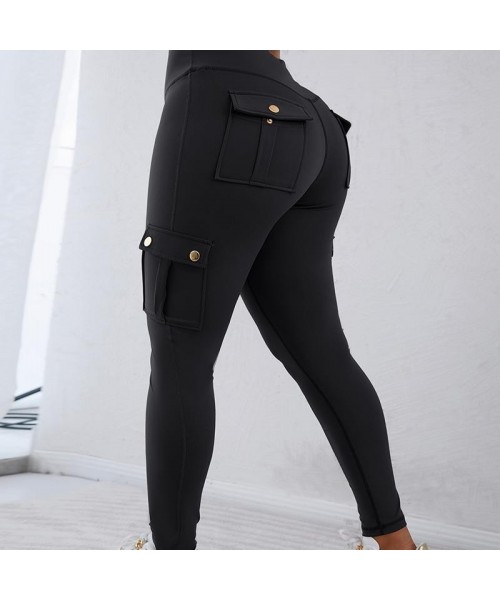 Womens Butt Lifting Leggings with Flap Pockets High Waist Tummy Control Workout Cargo Leggings Yoga Pants