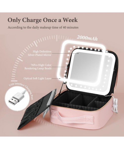 Travel Make-up Case with LED Mirror with 3-colour LED Lighted Adjustable Dividers, Make-up Case with Mirror Make-up Bags mutipul colore Travel Make-up Case with LED Mirror with 3-colour LED Lighted Adjustable Dividers, Make-up Case with Mirror Make-up Bags mutipul colore