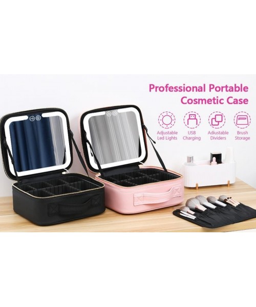 Travel Make-up Case with LED Mirror with 3-colour LED Lighted Adjustable Dividers, Make-up Case with Mirror Make-up Bags mutipul colore Travel Make-up Case with LED Mirror with 3-colour LED Lighted Adjustable Dividers, Make-up Case with Mirror Make-up Bags mutipul colore
