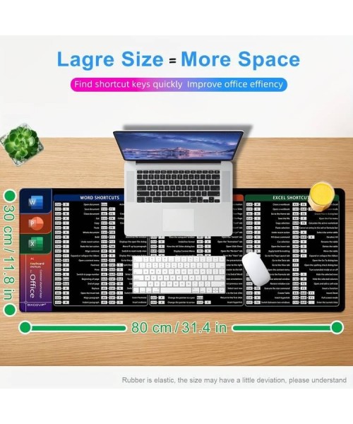 Large Size Mouse Pad With Creative Office Shortcuts For Word/Excel/PowerPoint, Durable Anti-Slip Design, Perfect Gaming Desk Pad, Upgraded XXL Size.