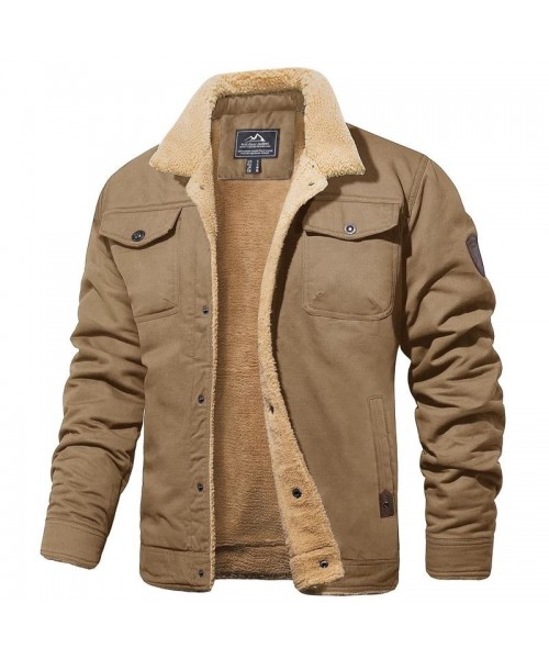 Men's Winter Jacket Sherpa Lined Jacket Warm Trucker Coat Multi Pocket Casual Collared Menswear Tops Underwear Human Men's Winter Jacket Sherpa Lined Jacket Warm Trucker Coat Multi Pocket Casual Collared Menswear Tops Underwear Human