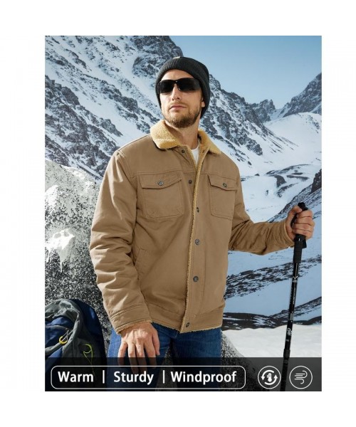 Men's Winter Jacket Sherpa Lined Jacket Warm Trucker Coat Multi Pocket Casual Collared Menswear Tops Underwear Human Men's Winter Jacket Sherpa Lined Jacket Warm Trucker Coat Multi Pocket Casual Collared Menswear Tops Underwear Human