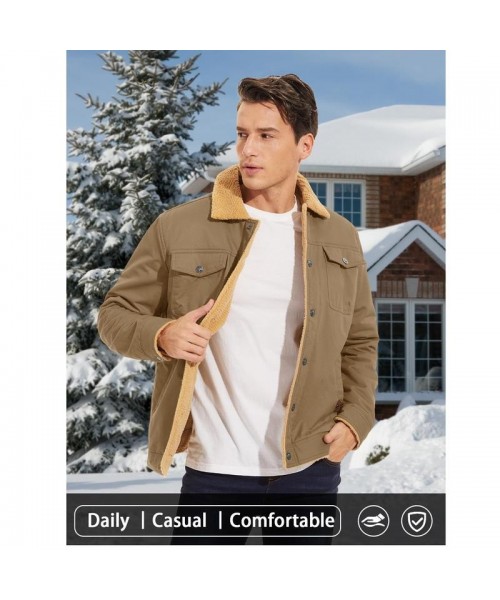 Men's Winter Jacket Sherpa Lined Jacket Warm Trucker Coat Multi Pocket Casual Collared Menswear Tops Underwear Human Men's Winter Jacket Sherpa Lined Jacket Warm Trucker Coat Multi Pocket Casual Collared Menswear Tops Underwear Human
