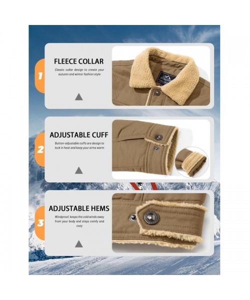Men's Winter Jacket Sherpa Lined Jacket Warm Trucker Coat Multi Pocket Casual Collared Menswear Tops Underwear Human Men's Winter Jacket Sherpa Lined Jacket Warm Trucker Coat Multi Pocket Casual Collared Menswear Tops Underwear Human