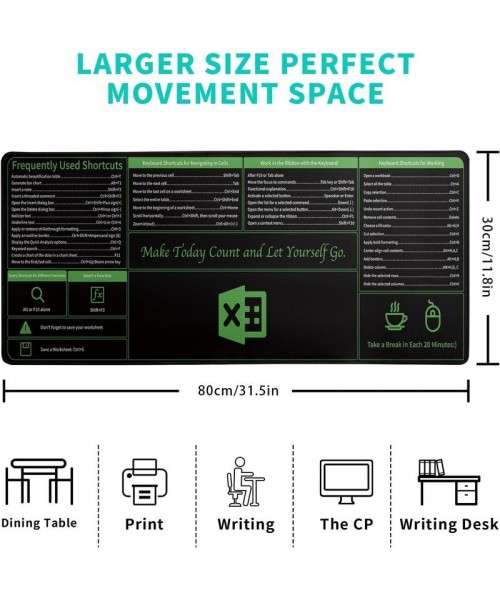 Large Size Mouse Pad With Creative Office Shortcuts For Word/Excel/PowerPoint, Durable Anti-Slip Design, Perfect Gaming Desk Pad, Upgraded XXL Size.