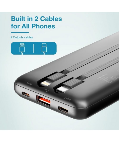 Portable Charger with Built-in Cables,Portable Charger with Cords Wires Slim 10000mAh Travel Battery Pack 4 Outputs 2 Inputs 22.5W Fast Charging Power Bank for Samsung Google Pixel LG Moto iPhone iPad Portable Charger with Built-in Cables,Portable Charger with Cords Wires Slim 10000mAh Travel Battery Pack 4 Outputs 2 Inputs 22.5W Fast Charging Power Bank for Samsung Google Pixel LG Moto iPhone iPad