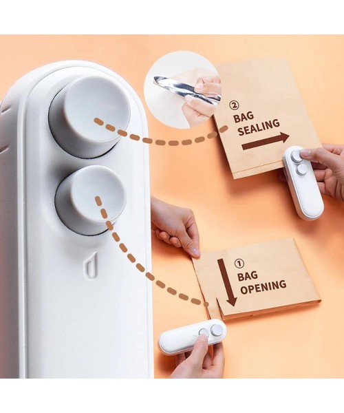 Mini snack bag sealing machine, rechargeable bag sealer, 2 to 1 bag heat sealing machine, chip knife, plastic bag resealing machine, keep food fresh, small sealing machine, USB rechargeable sealing machine, food storage sealing machine