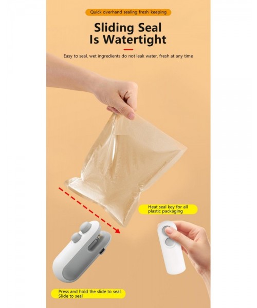 Mini snack bag sealing machine, rechargeable bag sealer, 2 to 1 bag heat sealing machine, chip knife, plastic bag resealing machine, keep food fresh, small sealing machine, USB rechargeable sealing machine, food storage sealing machine