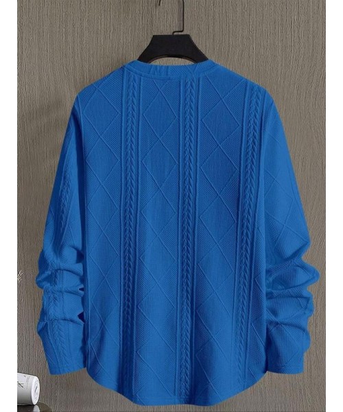 Men's Regular Fit Patched Detail Textured Knit Tops, Knit Sweater, Nit Casual Long Sleeve Round Neck T-shirt for All Seasons, Fashion Men's Knit Top for Daily Wear Men's Regular Fit Patched Detail Textured Knit Tops, Knit Sweater, Nit Casual Long Sleeve Round Neck T-shirt for All Seasons, Fashion Men's Knit Top for Daily Wear