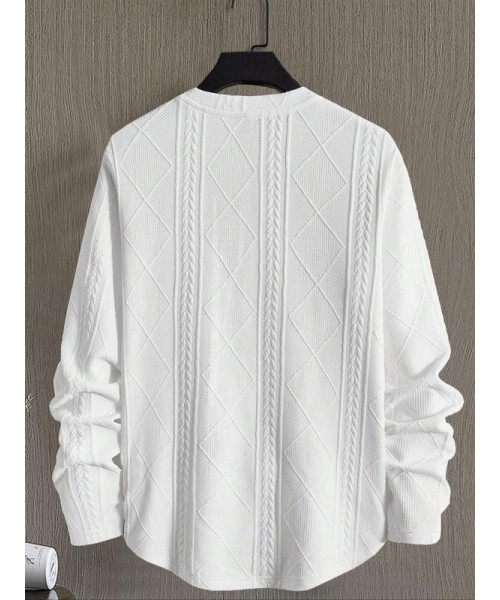 Men's Regular Fit Patched Detail Textured Knit Tops, Knit Sweater, Nit Casual Long Sleeve Round Neck T-shirt for All Seasons, Fashion Men's Knit Top for Daily Wear Men's Regular Fit Patched Detail Textured Knit Tops, Knit Sweater, Nit Casual Long Sleeve Round Neck T-shirt for All Seasons, Fashion Men's Knit Top for Daily Wear