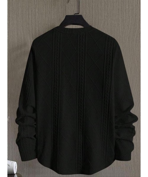 Men's Regular Fit Patched Detail Textured Knit Tops, Knit Sweater, Nit Casual Long Sleeve Round Neck T-shirt for All Seasons, Fashion Men's Knit Top for Daily Wear Men's Regular Fit Patched Detail Textured Knit Tops, Knit Sweater, Nit Casual Long Sleeve Round Neck T-shirt for All Seasons, Fashion Men's Knit Top for Daily Wear