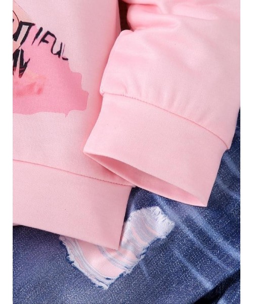 Two-Piece Set Girl's Cartoon Figure Print Sweatshirt & Denim-Effect Print Leggings Set, Casual Fashion Long Sleeve Hooded Pullover & Skinny Pants for Daily Outdoor Wear, Girls Two-piece Outfits for Fall & Winter Two-Piece Set Girl's Cartoon Figure Print Sweatshirt & Denim-Effect Print Leggings Set, Casual Fashion Long Sleeve Hooded Pullover & Skinny Pants for Daily Outdoor Wear, Girls Two-piece Outfits for Fall & Winter