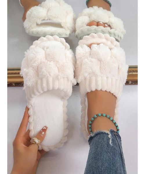 Women's Cute Plaid Design Fluffy Slippers, Casual Soft Comfortable Home Slippers, Warm House Slippers for Indoor & Outdoor Use for Women & Girls Women's Cute Plaid Design Fluffy Slippers, Casual Soft Comfortable Home Slippers, Warm House Slippers for Indoor & Outdoor Use for Women & Girls