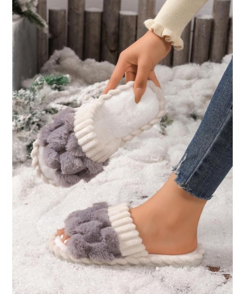 Women's Cute Plaid Design Fluffy Slippers, Casual Soft Comfortable Home Slippers, Warm House Slippers for Indoor & Outdoor Use for Women & Girls Women's Cute Plaid Design Fluffy Slippers, Casual Soft Comfortable Home Slippers, Warm House Slippers for Indoor & Outdoor Use for Women & Girls