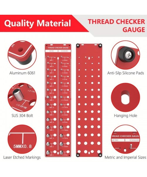 Thread Checker, 1 Count Nut and Bolt Thread Checker, Universal Bolt Size & Thread Gauge, Bolt & Nut Identification Gauge