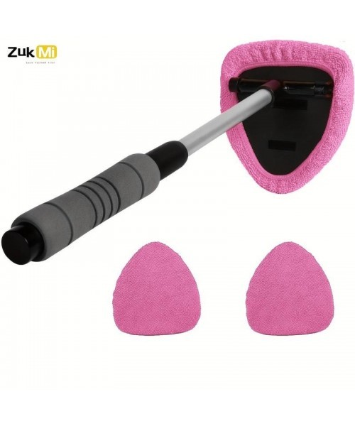 Windshield Cleaning Tool, Microfiber Car Window Cleaning Tool with Extendable Handle & 2 Cloth Pad Head, Auto Interior Exterior Glass Wiper, Car Glass Cleaner Kit,&nbsp;Car Washing&nbsp;Accessories,&nbsp;Window Cleaning Kit