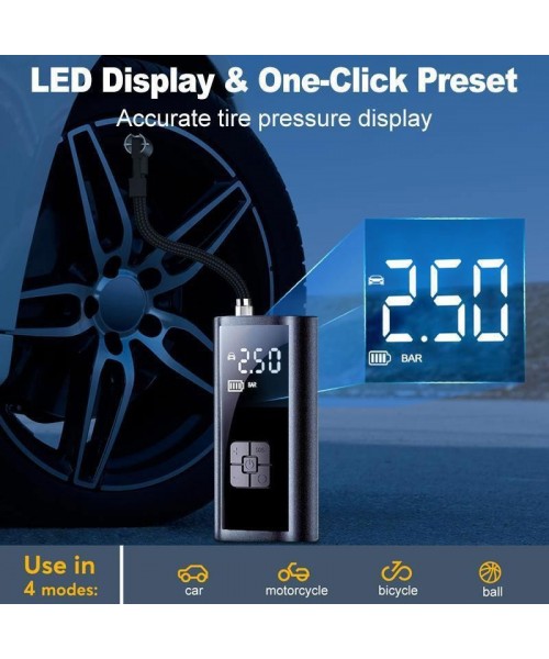 Portable Wireless Car Air Compressor, Automotive Tire Inflator, Multifunctional Electric Tire Inflator Pump for Motorcycle Bicycle AUTO Tyre Balls, Car Repair Tools Portable Wireless Car Air Compressor, Automotive Tire Inflator, Multifunctional Electric Tire Inflator Pump for Motorcycle Bicycle AUTO Tyre Balls, Car Repair Tools
