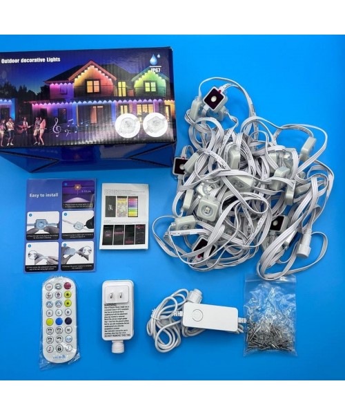 Outdoor Decorative Light, RGBIC Smart Eaves Light, IP67 Waterproof Outdoor Lighting for House Roofs, Suitable for Holiday Decor