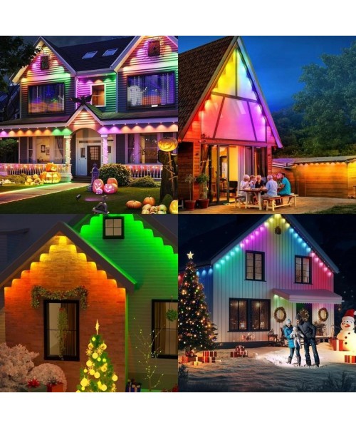 Outdoor Decorative Light, RGBIC Smart Eaves Light, IP67 Waterproof Outdoor Lighting for House Roofs, Suitable for Holiday Decor