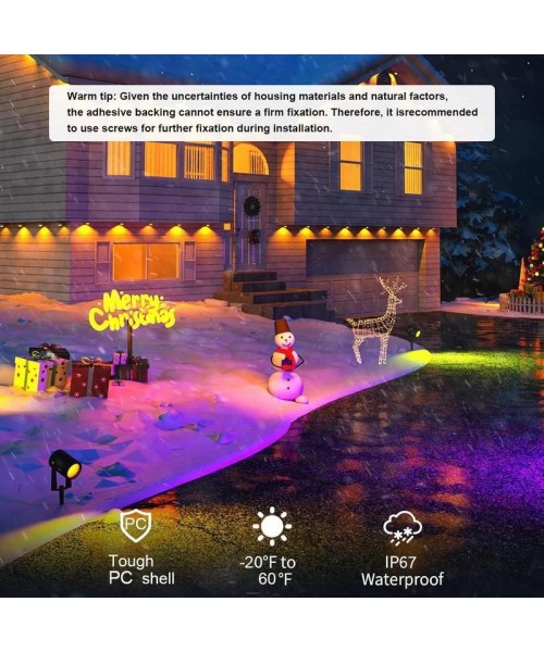 Outdoor Decorative Light, RGBIC Smart Eaves Light, IP67 Waterproof Outdoor Lighting for House Roofs, Suitable for Holiday Decor