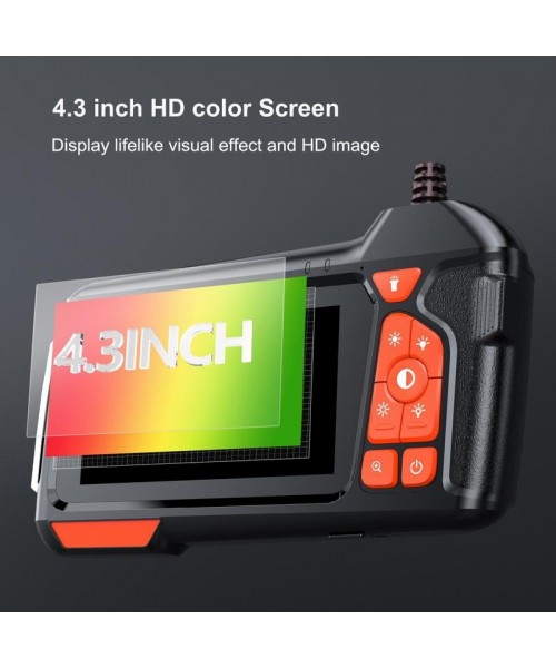 Industrial Endoscope Borescope Camera with Light, 4.3 Inch Screen HD Digital Snake Camera, Waterproof Sewer Inspection Camera with 6 LED Lights, Semi-Rigid Cable, Measuring Gauges Industrial Endoscope Borescope Camera with Light, 4.3 Inch Screen HD Digital Snake Camera, Waterproof Sewer Inspection Camera with 6 LED Lights, Semi-Rigid Cable, Measuring Gauges