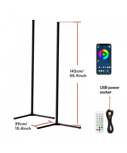Fall&nbsp;RGB Corner Floor Lamp, USB Powered Color Changing LED Light with Music Sync, Modern Mood Lighting Corner Lamp with Remote Control for Office Bedroom,&nbsp;Funky Cool Furniture,&nbsp;Prince Room