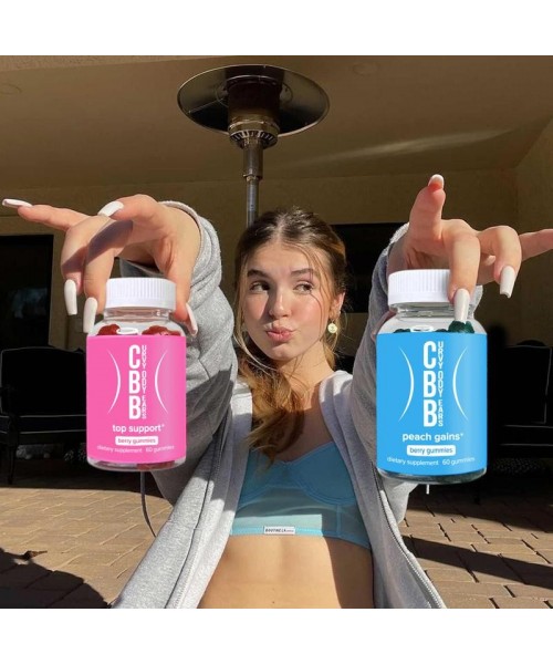 Combo Pack - Top Support and Peach Gains Gummies - Workout Aid - Women’s Support Supplement - Berry Flavored - Essential Herbs - Multivitamins Combo Pack - Top Support and Peach Gains Gummies - Workout Aid - Women’s Support Supplement - Berry Flavored - Essential Herbs - Multivitamins