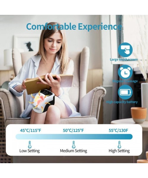 Knee Massager,Cordless Knee Massager and Vibration,Adjustable Temperature Knee Massager with Clear Visible LED Screen