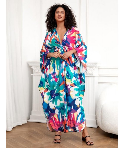Women Ethnic Print Kaftan Dress ,All Over Print Sleeve TunicDress, Boho Casual V Neck 3/4 Sleeve TunicDress for Women, Women's Plus size Cover Up,Mrs. Roper Kaftan ,bubu,mumu,Casual Womenswear Women Ethnic Print Kaftan Dress ,All Over Print Sleeve TunicDress, Boho Casual V Neck 3/4 Sleeve TunicDress for Women, Women's Plus size Cover Up,Mrs. Roper Kaftan ,bubu,mumu,Casual Womenswear