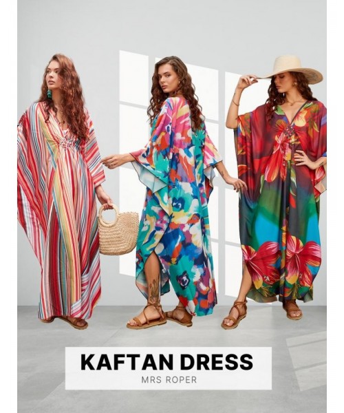 Women Ethnic Print Kaftan Dress ,All Over Print Sleeve TunicDress, Boho Casual V Neck 3/4 Sleeve TunicDress for Women, Women's Plus size Cover Up,Mrs. Roper Kaftan ,bubu,mumu,Casual Womenswear Women Ethnic Print Kaftan Dress ,All Over Print Sleeve TunicDress, Boho Casual V Neck 3/4 Sleeve TunicDress for Women, Women's Plus size Cover Up,Mrs. Roper Kaftan ,bubu,mumu,Casual Womenswear