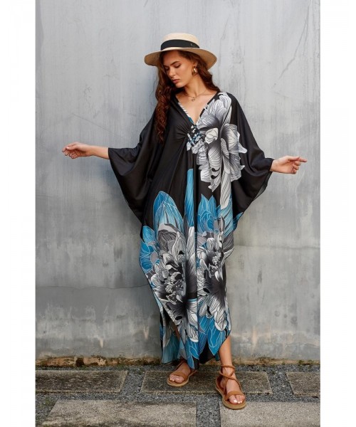 Women Ethnic Print Kaftan Dress ,All Over Print Sleeve TunicDress, Boho Casual V Neck 3/4 Sleeve TunicDress for Women, Women's Plus size Cover Up,Mrs. Roper Kaftan ,bubu,mumu,Casual Womenswear Women Ethnic Print Kaftan Dress ,All Over Print Sleeve TunicDress, Boho Casual V Neck 3/4 Sleeve TunicDress for Women, Women's Plus size Cover Up,Mrs. Roper Kaftan ,bubu,mumu,Casual Womenswear