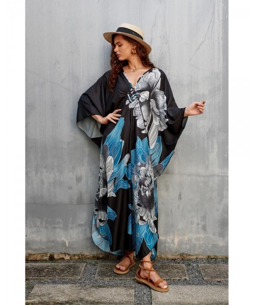Women Ethnic Print Kaftan Dress ,All Over Print Sleeve TunicDress, Boho Casual V Neck 3/4 Sleeve TunicDress for Women, Women's Plus size Cover Up,Mrs. Roper Kaftan ,bubu,mumu,Casual Womenswear Women Ethnic Print Kaftan Dress ,All Over Print Sleeve TunicDress, Boho Casual V Neck 3/4 Sleeve TunicDress for Women, Women's Plus size Cover Up,Mrs. Roper Kaftan ,bubu,mumu,Casual Womenswear