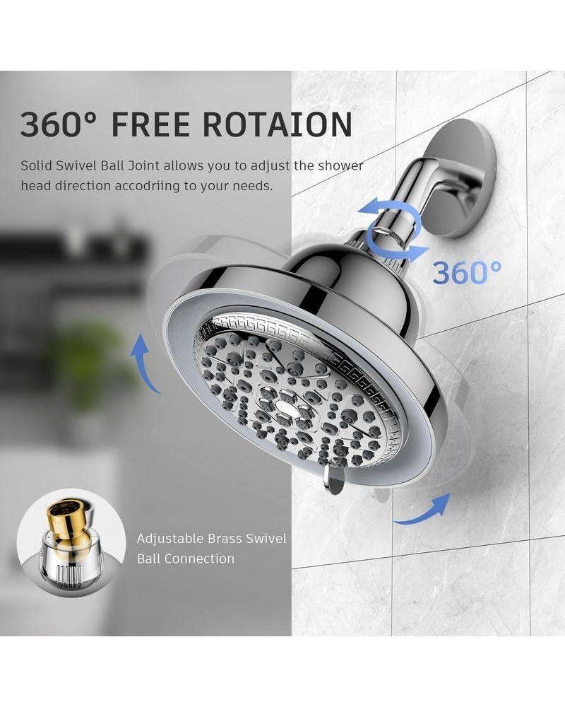 Filtered Shower Head with LED Color Changing, 7 Modes High Pressure Rain Shower Head with Filters, Water Softener Showerhead for Hard Water